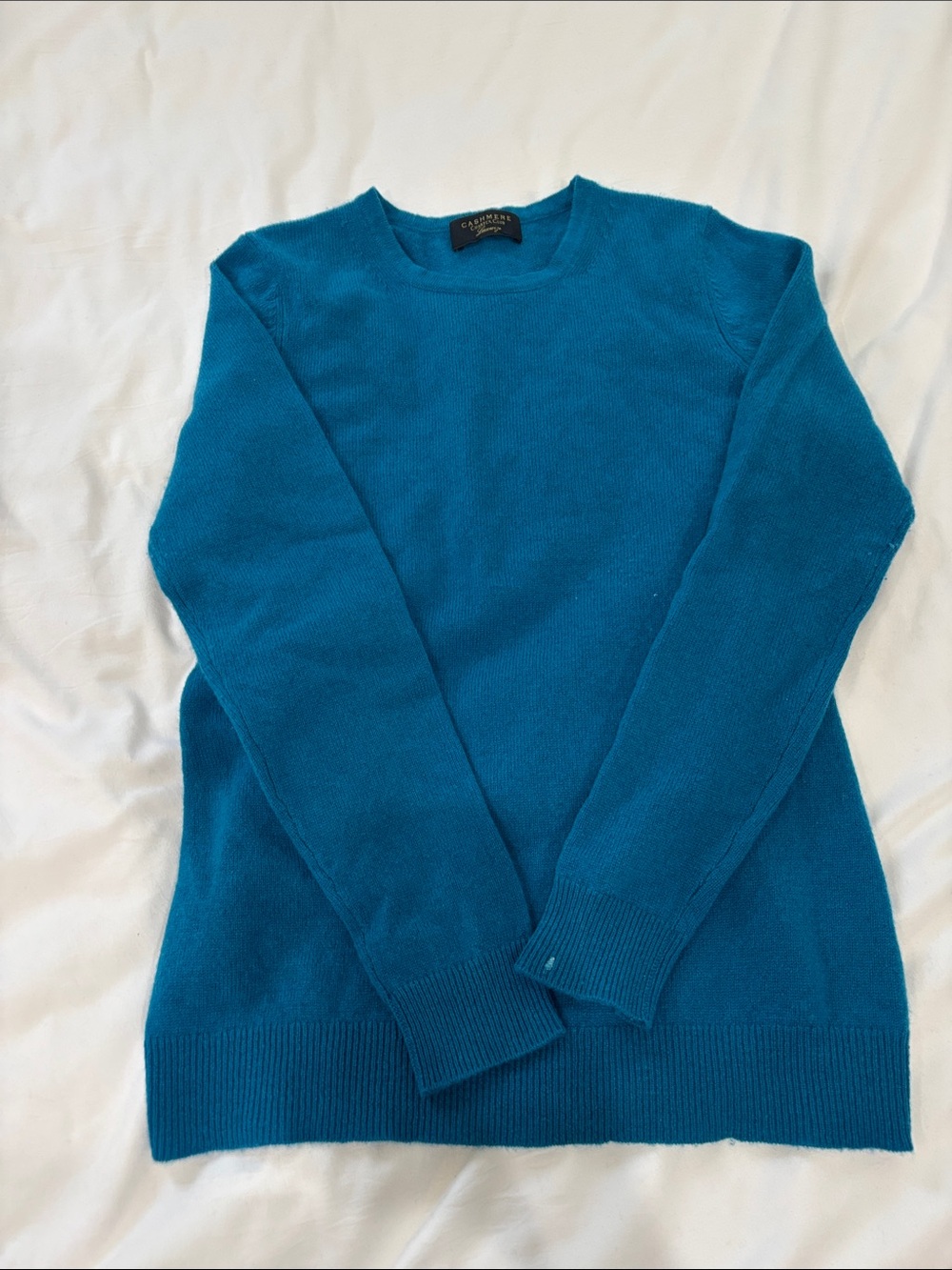 100% Cashmere Crewneck Sweater - Teal Blue